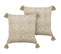 Lot De 2 Coussins Impression En Bloc Coton Beige Santolina 45 X 45 Cm