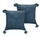 Lot De 2 Coussins Impression En Bloc Coton Bleu Foncé Setaria 45 X 45 Cm