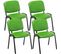 Lot De 4 Chaises Visiteur Empilables Ken En Similicuir Et Piètement Noir Vert