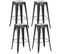 Lot De 4 Tabourets De Bar  En Métal Empilables Joshua Noir