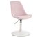 Chaise De Salle À Manger Maverick En Velours Avec Pied Trompette Rose/blanc