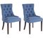 Lot De 2 Chaises De Salle À Manger Aberdeen En Tissu Bleu/antique