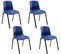 Lot De 4 Chaises Empilables Nowra Avec Assise En Plastique Et Pieds En Métal Noir Mat Bleu