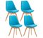 Lot De 4 Chaises De Cuisine Linares Turquoise/tissu