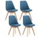 Lot De 4 Chaises De Cuisine Linares Bleu/tissu