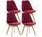 Lot De 4 Chaises De Cuisine Linares Bordeaux/velours