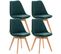 Lot De 4 Chaises De Cuisine Linares Vert/velours