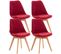 Lot De 4 Chaises De Cuisine Linares Rouge/velours