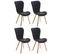 Lot De 4 Chaises De Salle À Manger Elda Tissu Nature Noir