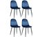 Lot De 4 Chaises De Salle À Manger Napier Avec Piètement En Métal Noir Bleu/velours