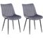 Lot De 2 Chaises De Salle À Manger Rahden En Velours Avec Piètement En Métal Noir Gris