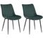 Lot De 2 Chaises De Salle À Manger Rahden En Velours Avec Piètement En Métal Noir Vert