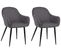 Lot De 2 Chaises De Salle À Manger Boise En Tissu Avec Piètement En Métal Noir Gris Foncé