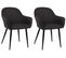 Lot De 2 Chaises De Salle À Manger Boise En Tissu Avec Piètement En Métal Noir Noir