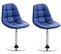 Lot De 2 Chaises Lounge Pivotantes Emil En Similicuir Avec Pied En Métal Bleu