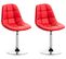 Lot De 2 Chaises Lounge Pivotantes Emil En Similicuir Avec Pied En Métal Rouge