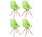 Lot De 4 Chaises De Salle À Manger Toulouse Similicuir Pieds Ronds Bois Vert/nature