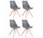 Lot De 4 Chaises De Salle À Manger Toulouse Similicuir Pieds Ronds Bois Gris/nature