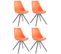 Lot De 4 Chaises De Salle À Manger Toulouse Similicuir Pieds Ronds Bois Orange/gris