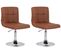 Lot De 2 Chaises Lounge Palma V2 En Similicuir Ajustable Et Pivotant Marron Clair