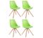 Lot De 4 Chaises De Salle À Manger Toulouse Similicuir Pieds Carrés Bois Vert/nature