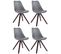 Lot De 4 Chaises De Salle À Manger Toulouse Similicuir Pieds Carrés Bois Gris/cappuccino