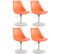 Lot De 4 Chaises De Salle À Manger Maverick En Plastique Avec Pied Métal Orange/blanc