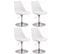 Lot De 4 Chaises De Salle À Manger Maverick En Plastique Avec Pied Métal Blanc /chrome