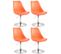 Lot De 4 Chaises De Salle À Manger Maverick En Plastique Avec Pied Métal Orange/chrome