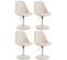 Lot De 4 Chaises De Salle À Manger Maverick Similicuir Avec Pied Trompette Crème/blanc