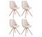 Lot De 4 Chaises De Salle À Manger Toulouse Tissu Pieds Ronds Bois Crème/nature