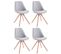 Lot De 4 Chaises De Salle À Manger Toulouse Tissu Pieds Ronds Bois Gris/nature