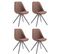 Lot De 4 Chaises De Salle À Manger Toulouse Tissu Pieds Ronds Bois Marron/gris