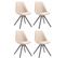 Lot De 4 Chaises De Salle À Manger Toulouse Tissu Pieds Ronds Bois Crème/gris