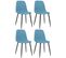 Lot De 4 Chaises De Salle À Manger Giverny Avec Piètement En Métal Noir Bleu/tissu