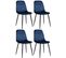 Lot De 4 Chaises De Salle À Manger Giverny Avec Piètement En Métal Noir Bleu/velours