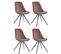 Lot De 4 Chaises De Salle À Manger Toulouse Velours Pieds Ronds Bois Marron/gris