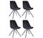 Lot De 4 Chaises De Salle À Manger Toulouse Velours Pieds Ronds Bois Noir /gris