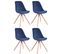 Lot De 4 Chaises De Salle À Manger Toulouse Velours Pieds Ronds Bois Bleu/nature