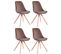 Lot De 4 Chaises De Salle À Manger Toulouse Velours Pieds Ronds Bois Marron/nature