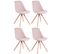 Lot De 4 Chaises De Salle À Manger Toulouse Velours Pieds Ronds Bois Rose/nature