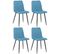 Lot De 4 Chaises De Salle À Manger Dijon Avec Piètement En Métal Noir Bleu/tissu