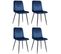 Lot De 4 Chaises De Salle À Manger Dijon Avec Piètement En Métal Noir Bleu/velours