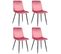 Lot De 4 Chaises De Salle À Manger Dijon Avec Piètement En Métal Noir Rose/velours