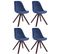 Lot De 4 Chaises De Salle À Manger Toulouse Velours Bois Carré  Bleu/cappuccino