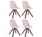 Lot De 4 Chaises De Salle À Manger Toulouse Velours Pieds Carrés Bois Rose/cappuccino