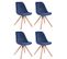 Lot De 4 Chaises De Salle À Manger Toulouse Velours Pieds Carrés Bois Bleu/nature