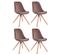 Lot De 4 Chaises De Salle À Manger Toulouse Velours Pieds Carrés Bois Marron/nature