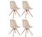 Lot De 4 Chaises De Salle À Manger Toulouse Velours Pieds Carrés Bois Crème/nature