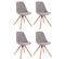 Lot De 4 Chaises De Salle À Manger Toulouse Velours Pieds Carrés Bois Gris/nature